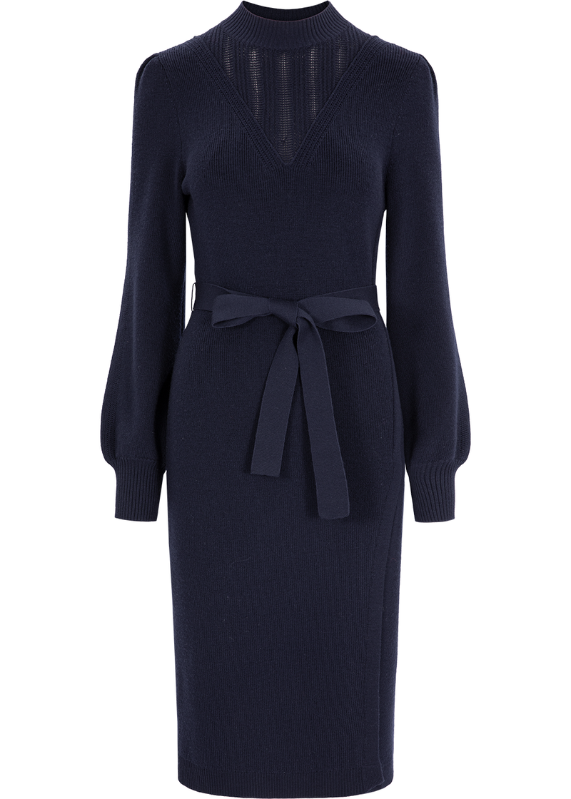 SALAZIA Deep Blue Wool Blend Knit Dresses