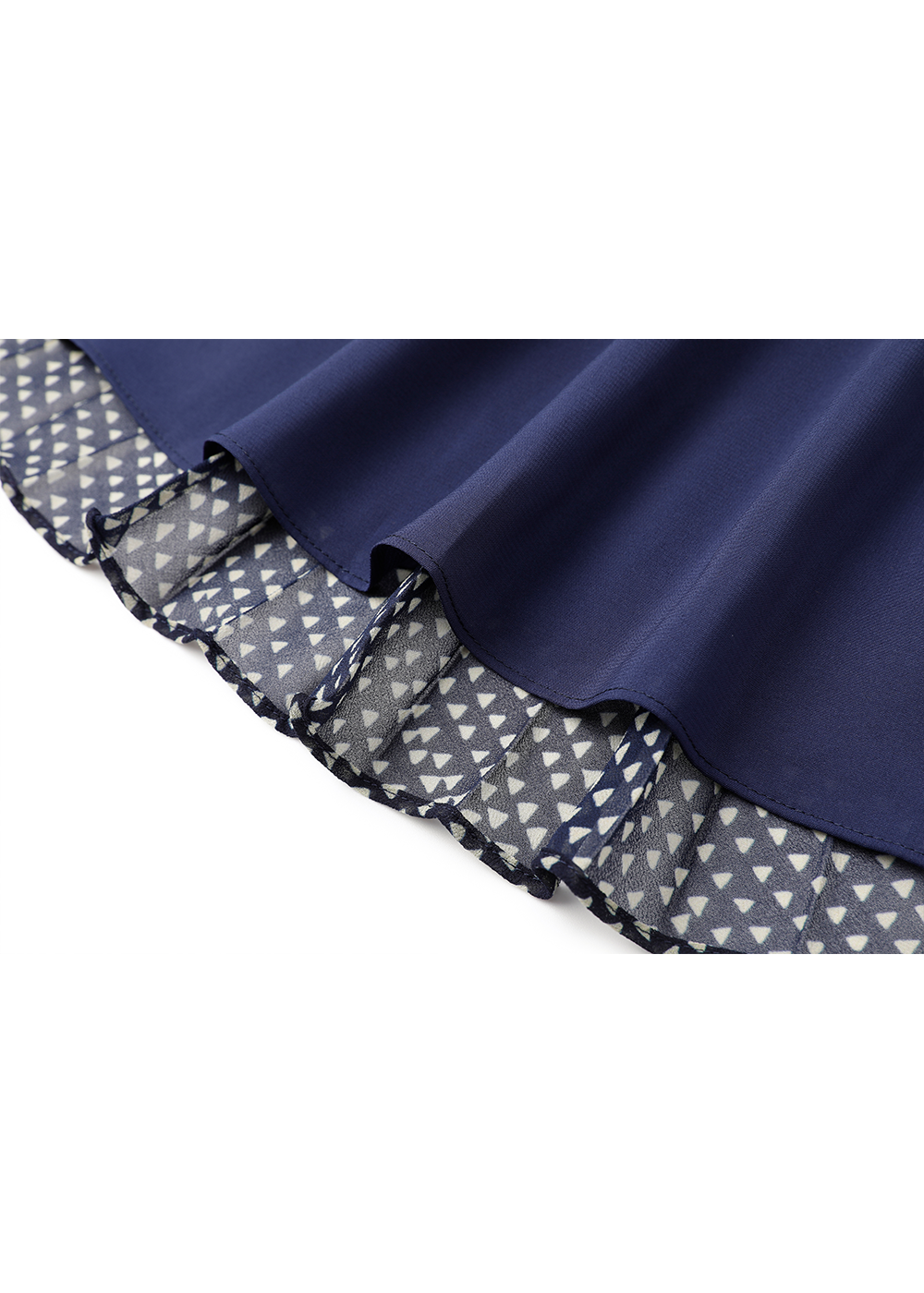 SALAZIA Blue-White Polka Dot Wool Blend Long-Sleeve Dresses