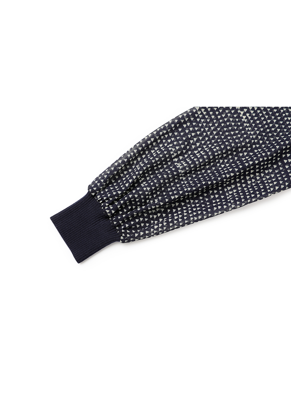 SALAZIA Blue-White Polka Dot Wool Blend Long-Sleeve Dresses