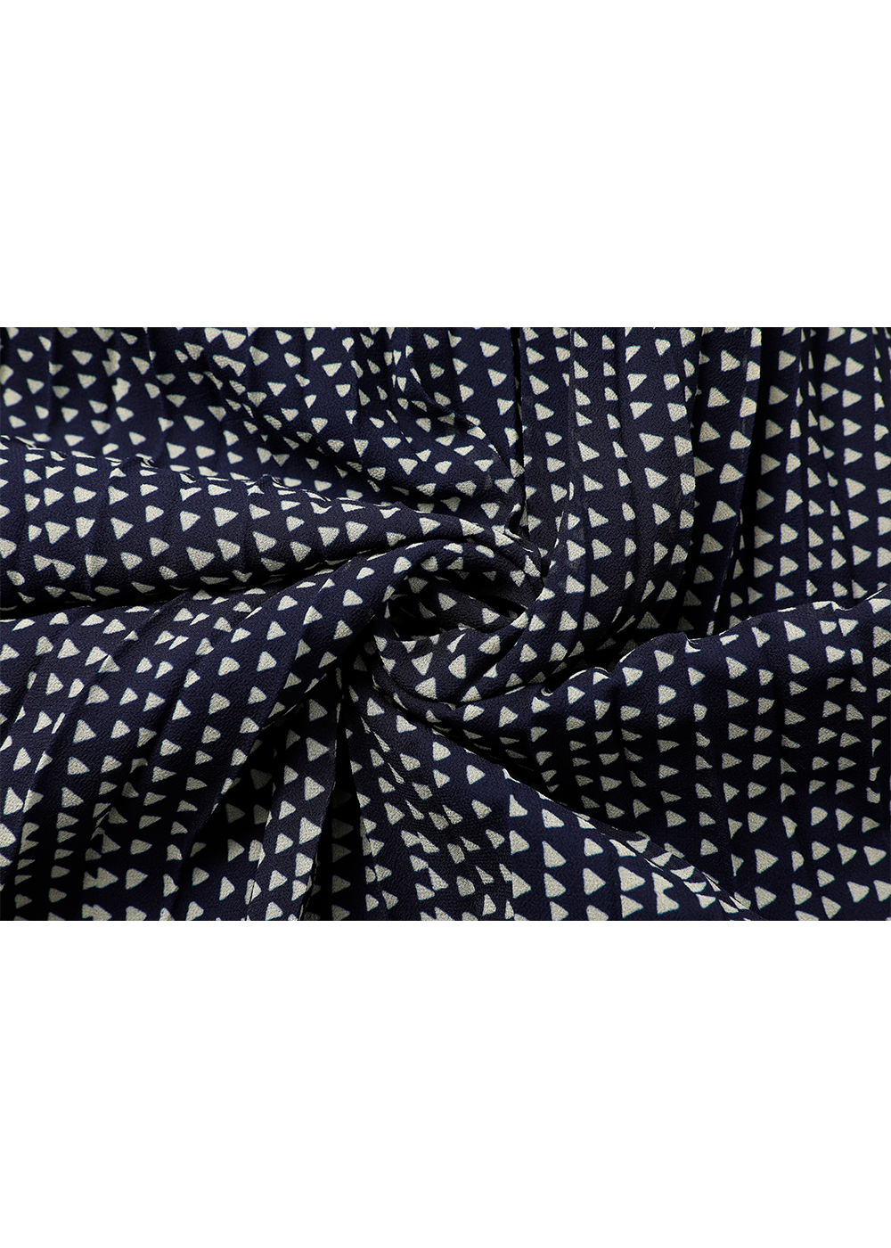 SALAZIA Blue-White Polka Dot Wool Blend Long-Sleeve Dresses