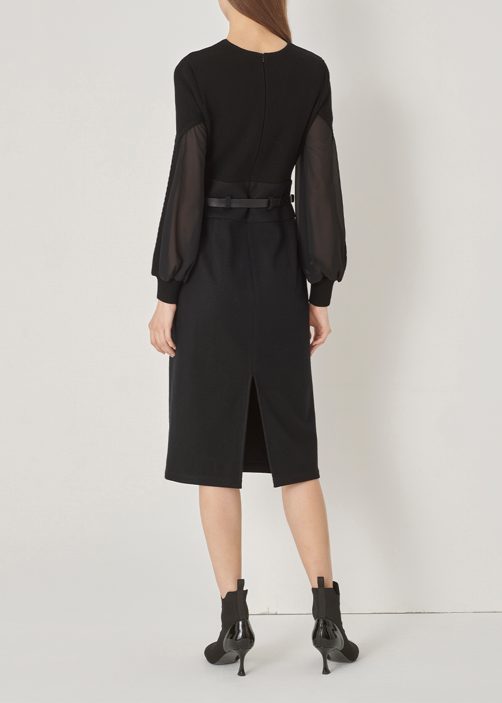 SALAZIA Black Mixed-Media Wool Dresses