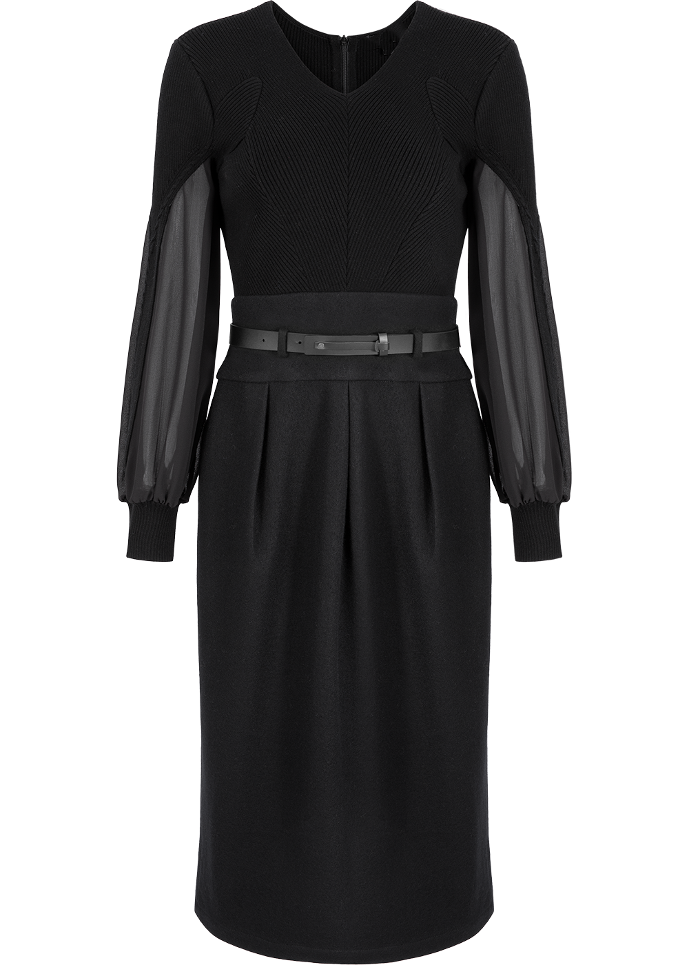 SALAZIA Black Mixed-Media Wool Dresses
