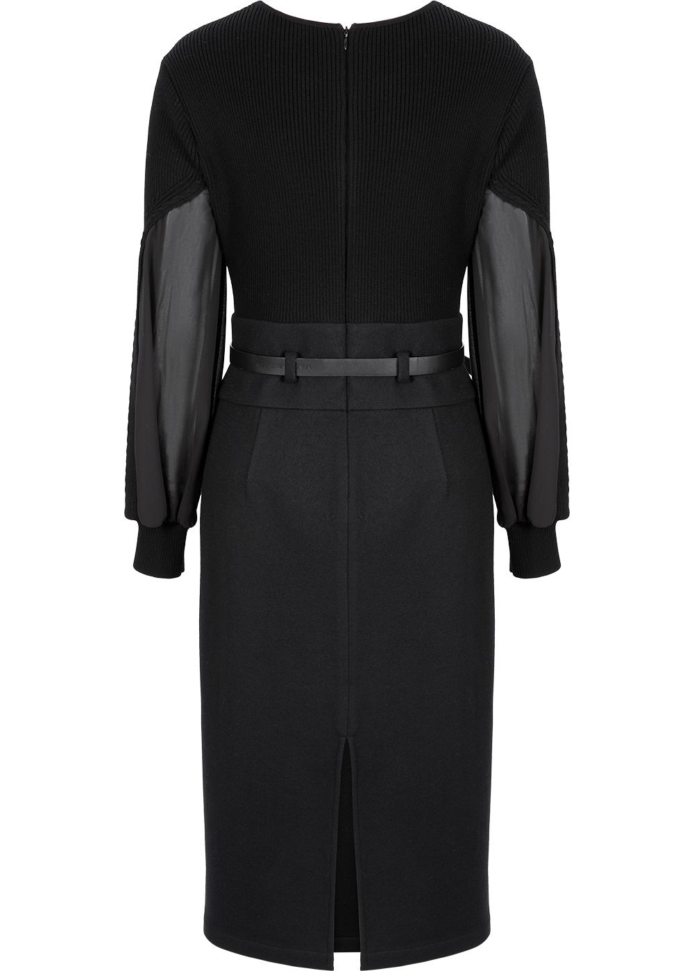 SALAZIA Black Mixed-Media Wool Dresses