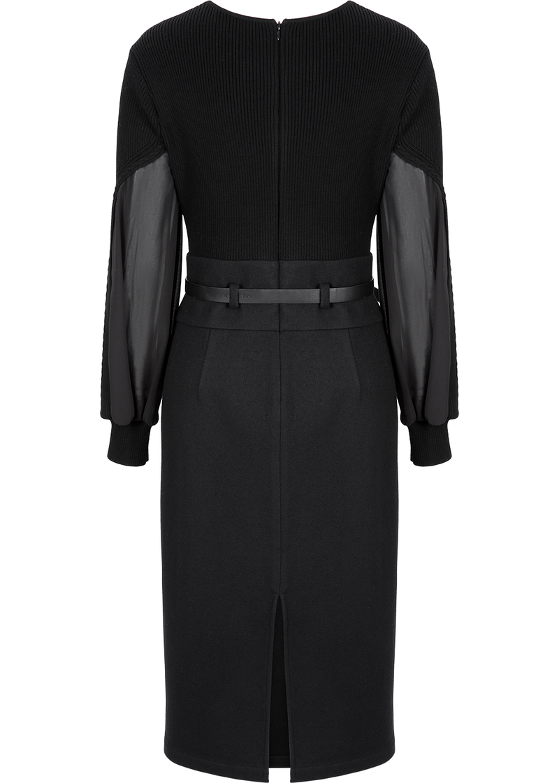 SALAZIA Black Mixed-Media Wool Dresses