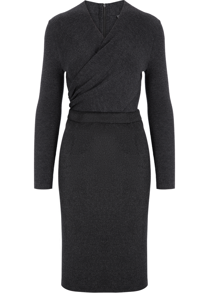 SALAZIA Grey-Black Wool Cashmere Blend Dresses