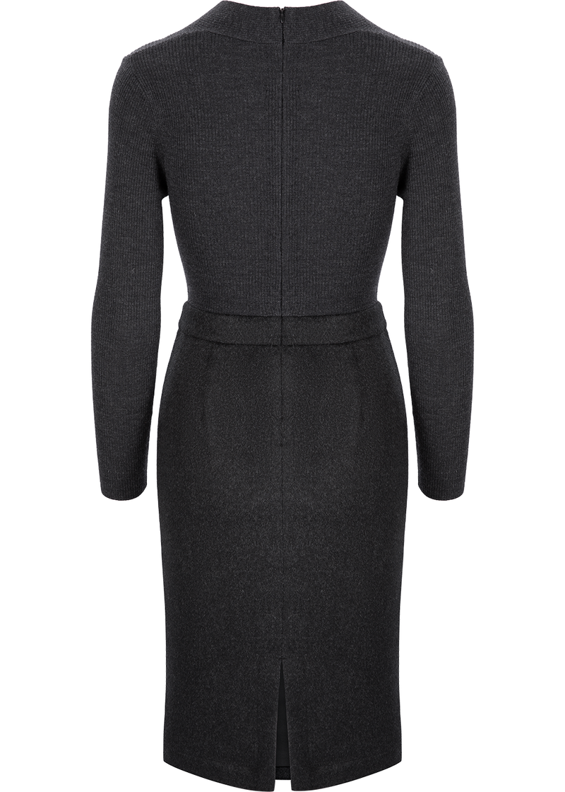 SALAZIA Grey-Black Wool Cashmere Blend Dresses