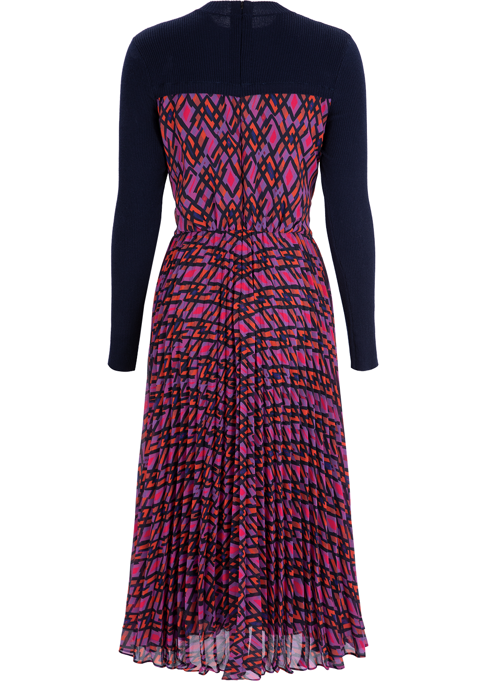 SALAZIA Purple-Red Plaid Wool Blend Dresses