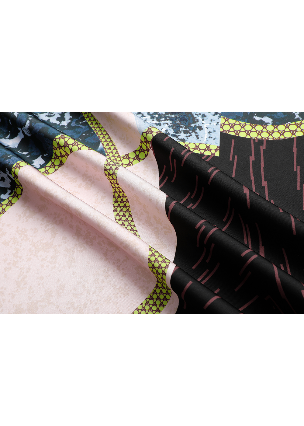SALAZIA Black-Pink Patchwork Wool Blend Dresses