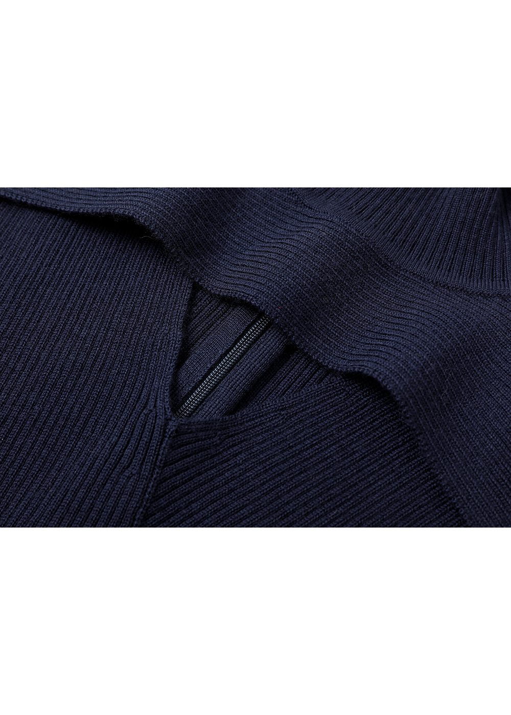 SALAZIA Deep Blue Wool-Silk Blend Long-Sleeve Dresses