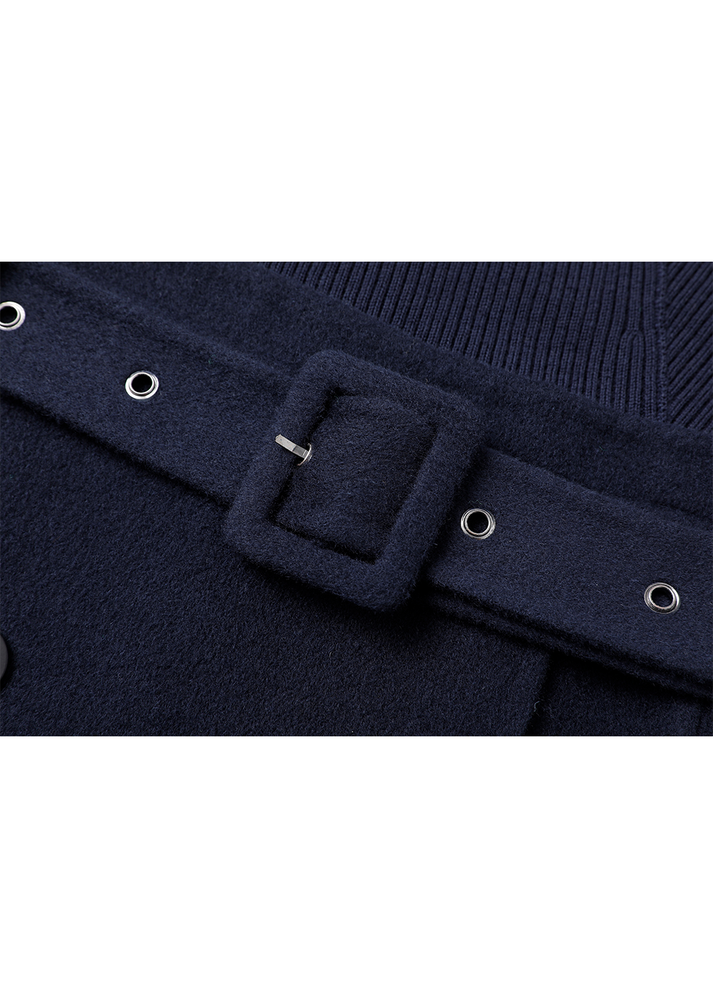 SALAZIA Deep Blue Wool-Silk Blend Long-Sleeve Dresses