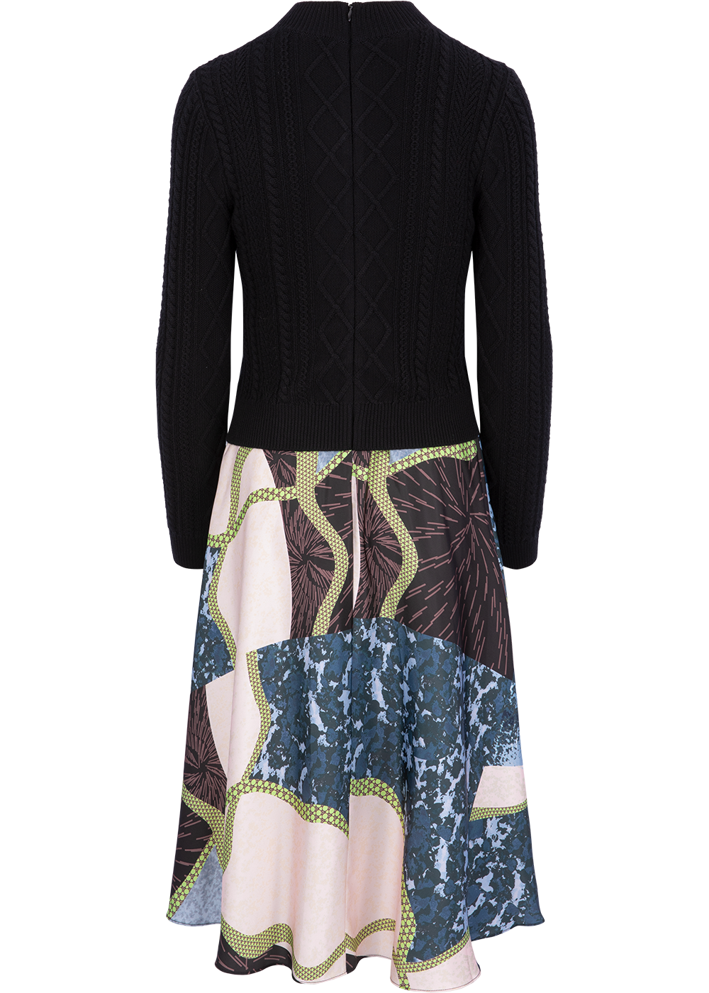 SALAZIA Black-Pink Collage Wool Blend Dresses