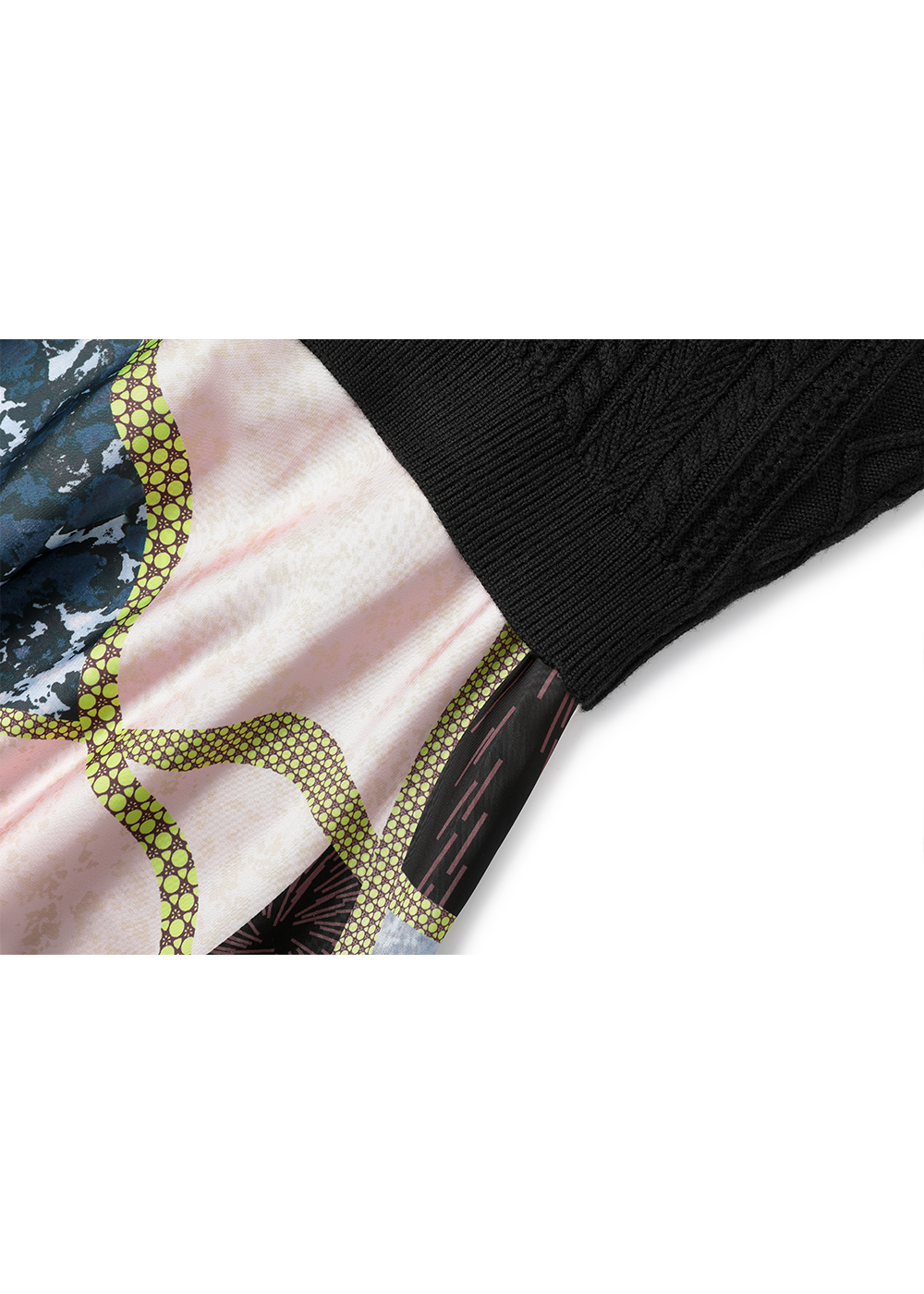 SALAZIA Black-Pink Collage Wool Blend Dresses