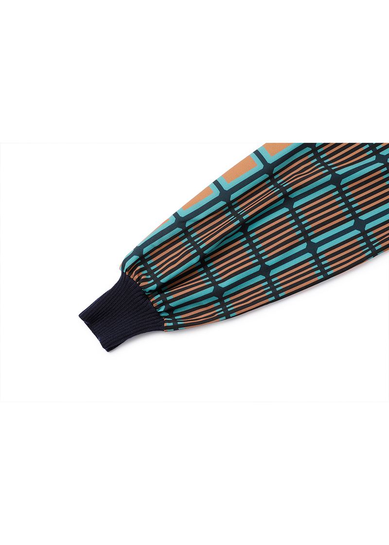 SALAZIA Blue-Green Check Wool Blend Dresses