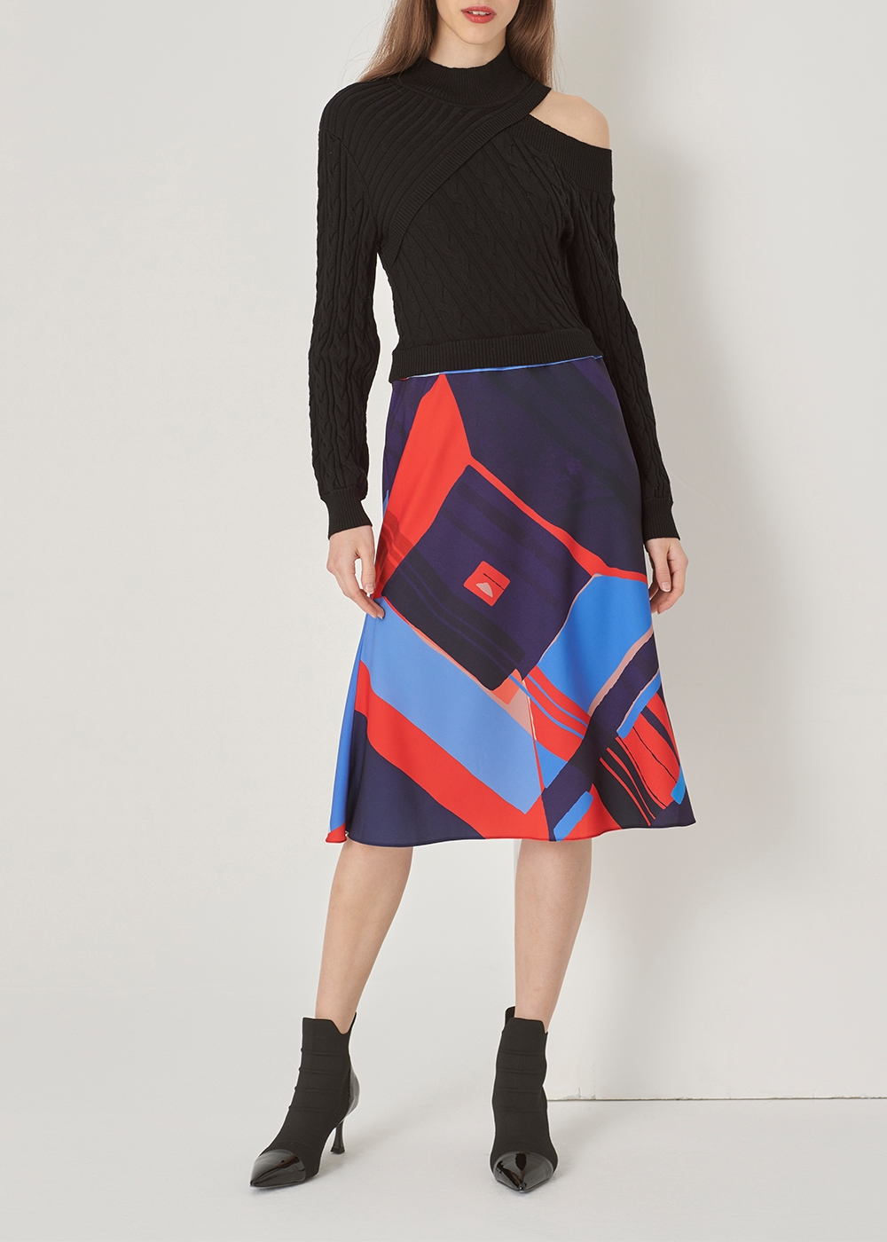 SALAZIA Deep Blue Art Collage Stretch Dresses