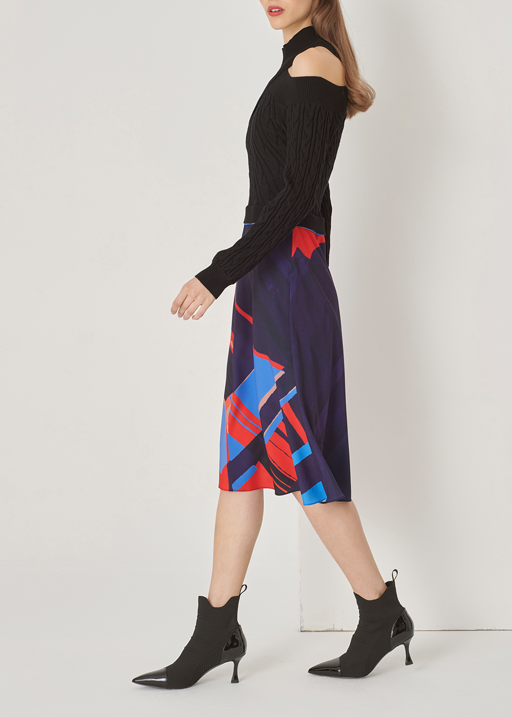 SALAZIA Deep Blue Art Collage Stretch Dresses