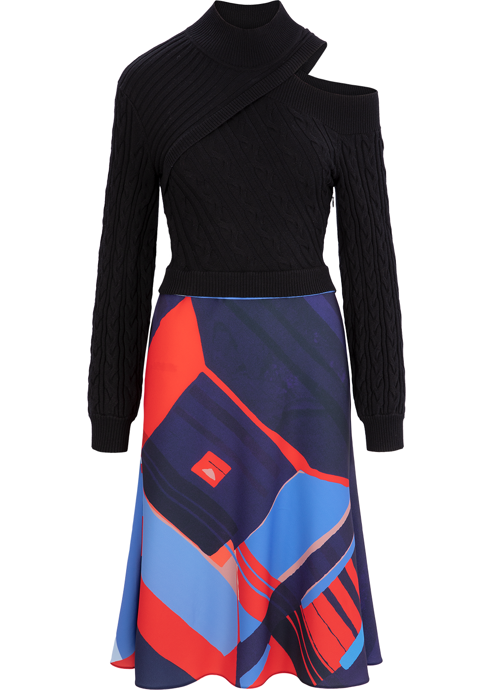 SALAZIA Deep Blue Art Collage Stretch Dresses