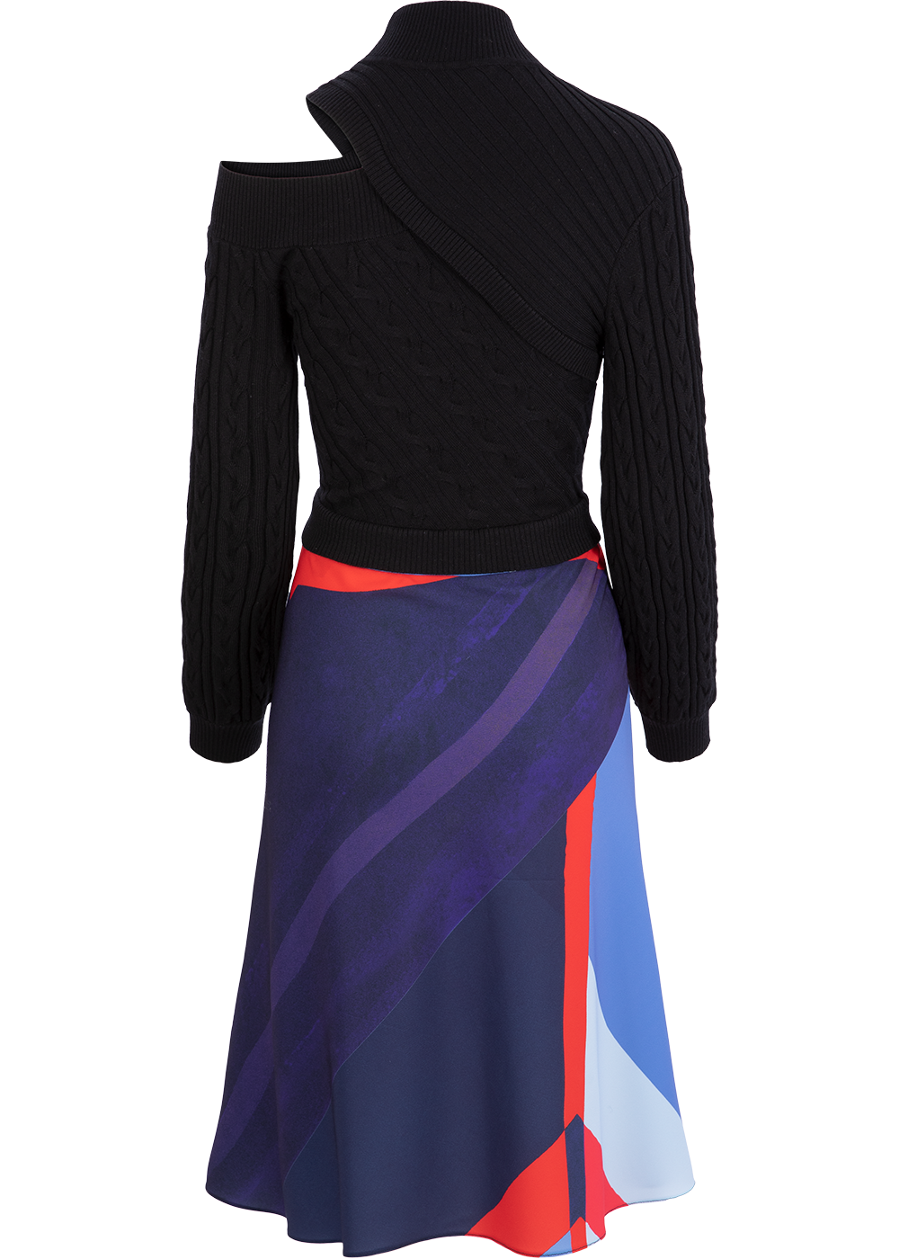 SALAZIA Deep Blue Art Collage Stretch Dresses