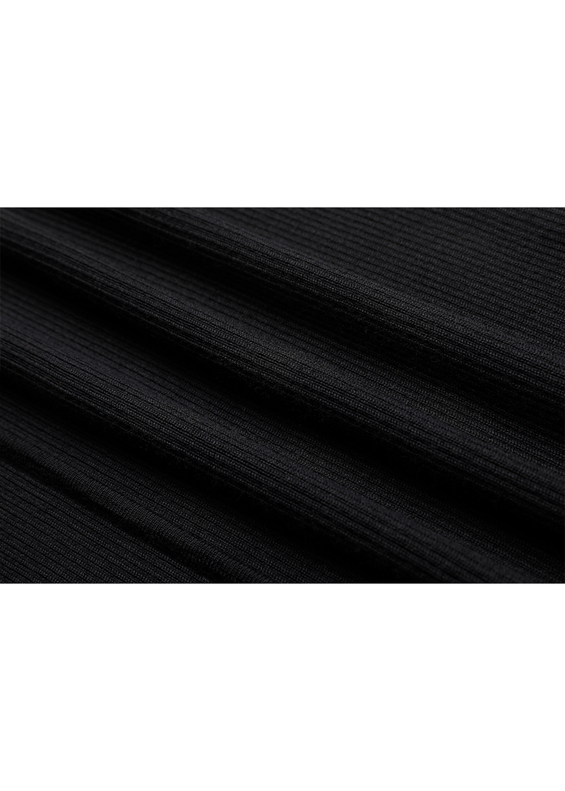 SALAZIA Black-White Colorblock Wool Blend Dresses