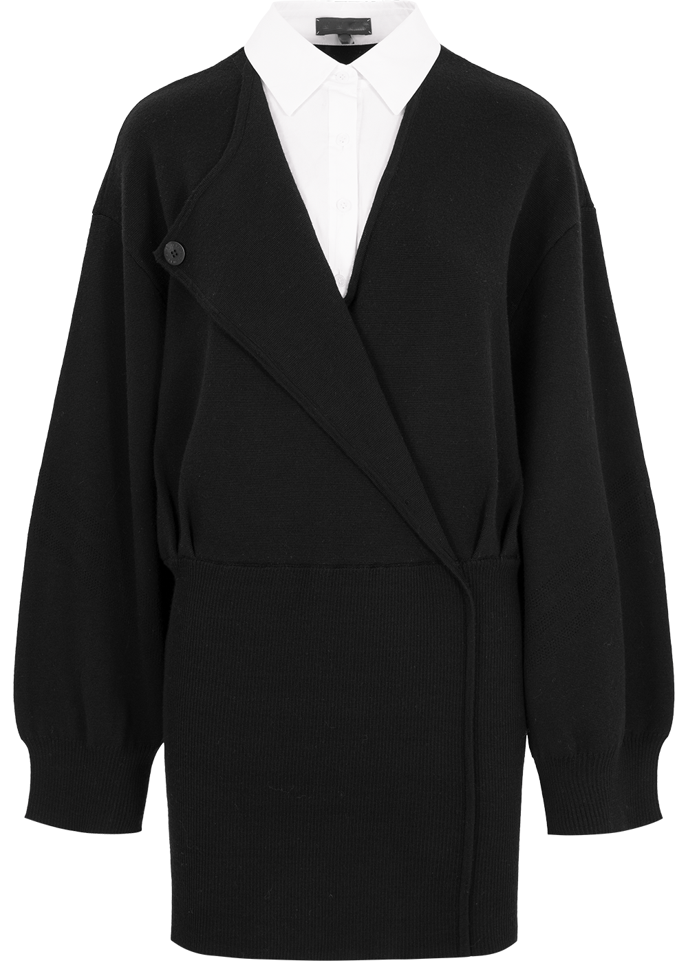 SALAZIA Black-White Colorblock Wool Blend Dresses