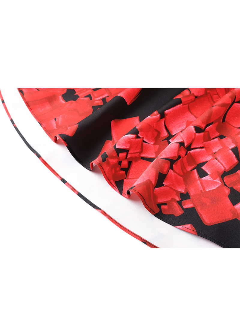 SALAZIA Red Block Print Dresses