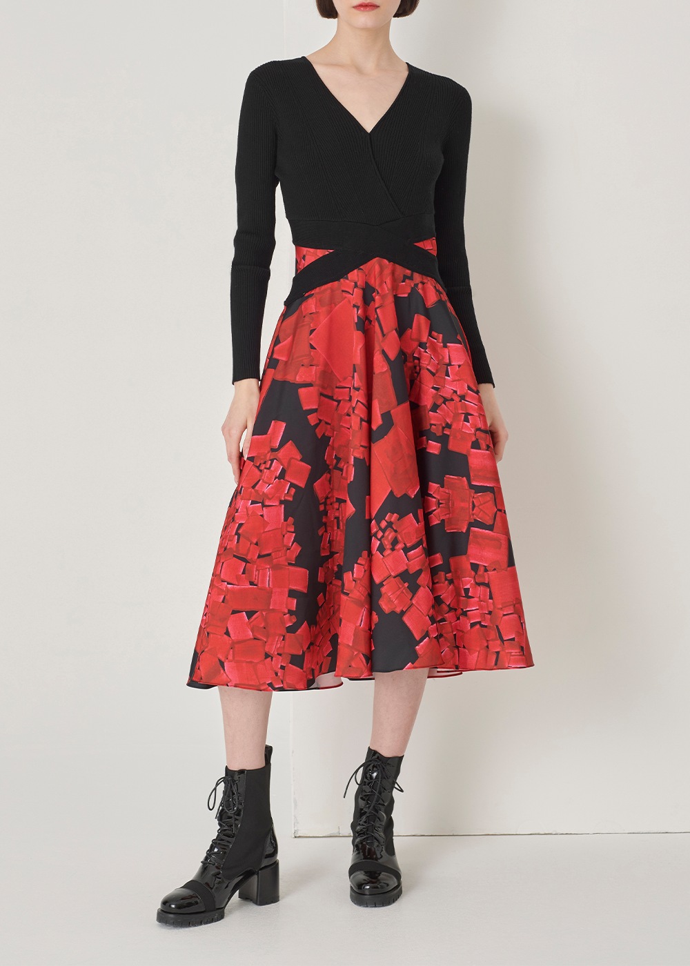 SALAZIA Red Block Print Dresses