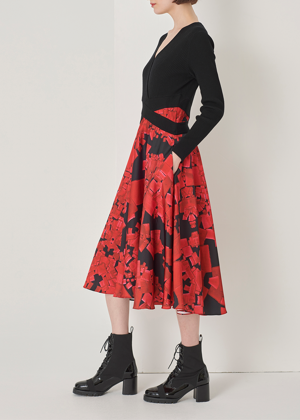 SALAZIA Red Block Print Dresses