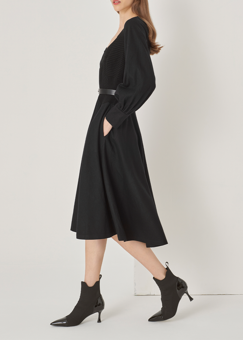 SALAZIA Black Wool Blend Dresses