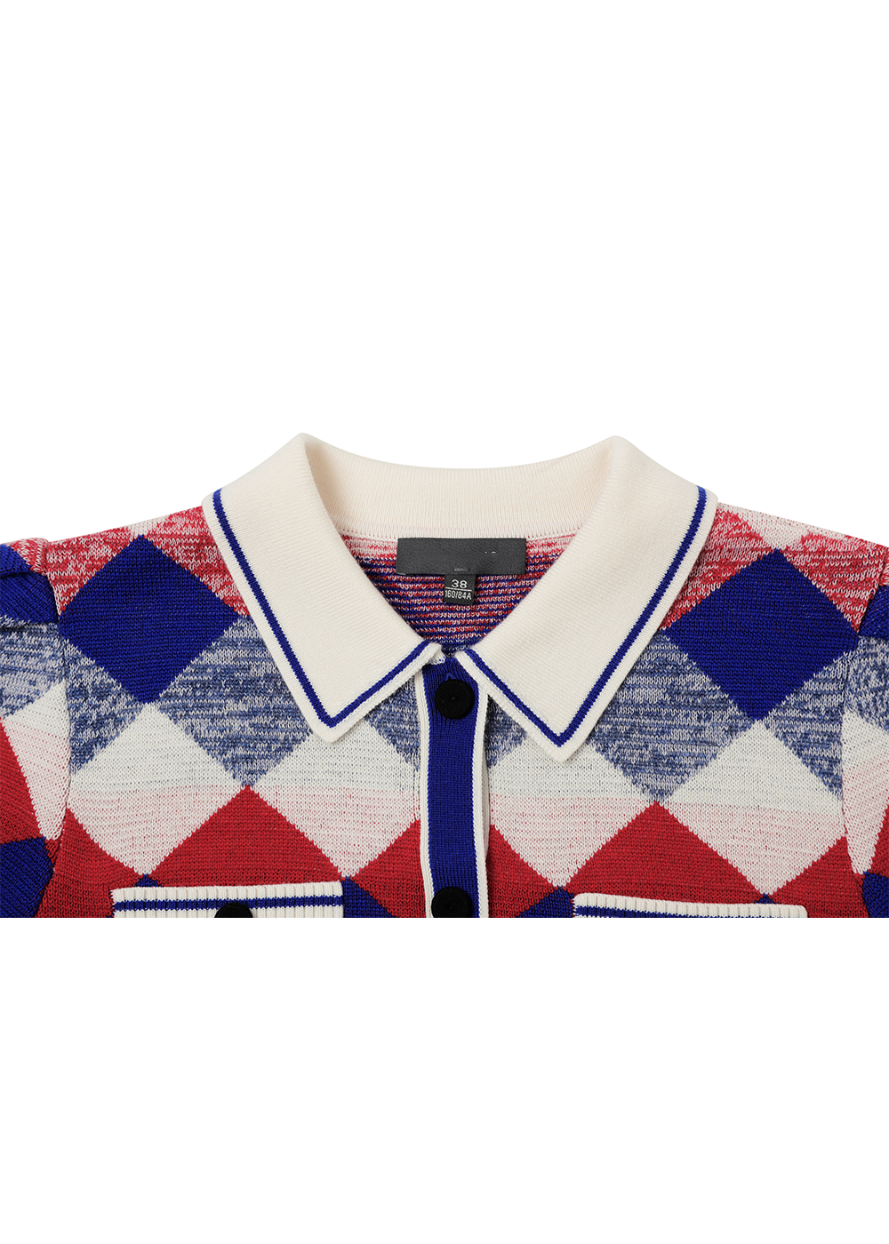 SALAZIA Red-White-Blue Diamond Wool Knit Dresses