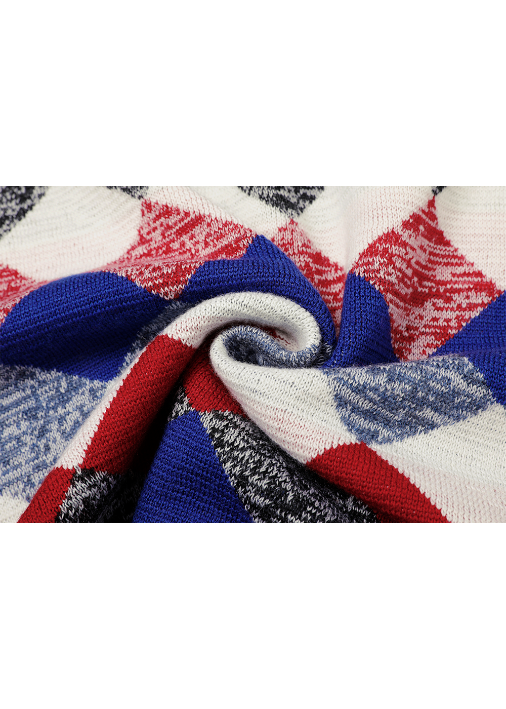 SALAZIA Red-White-Blue Diamond Wool Knit Dresses