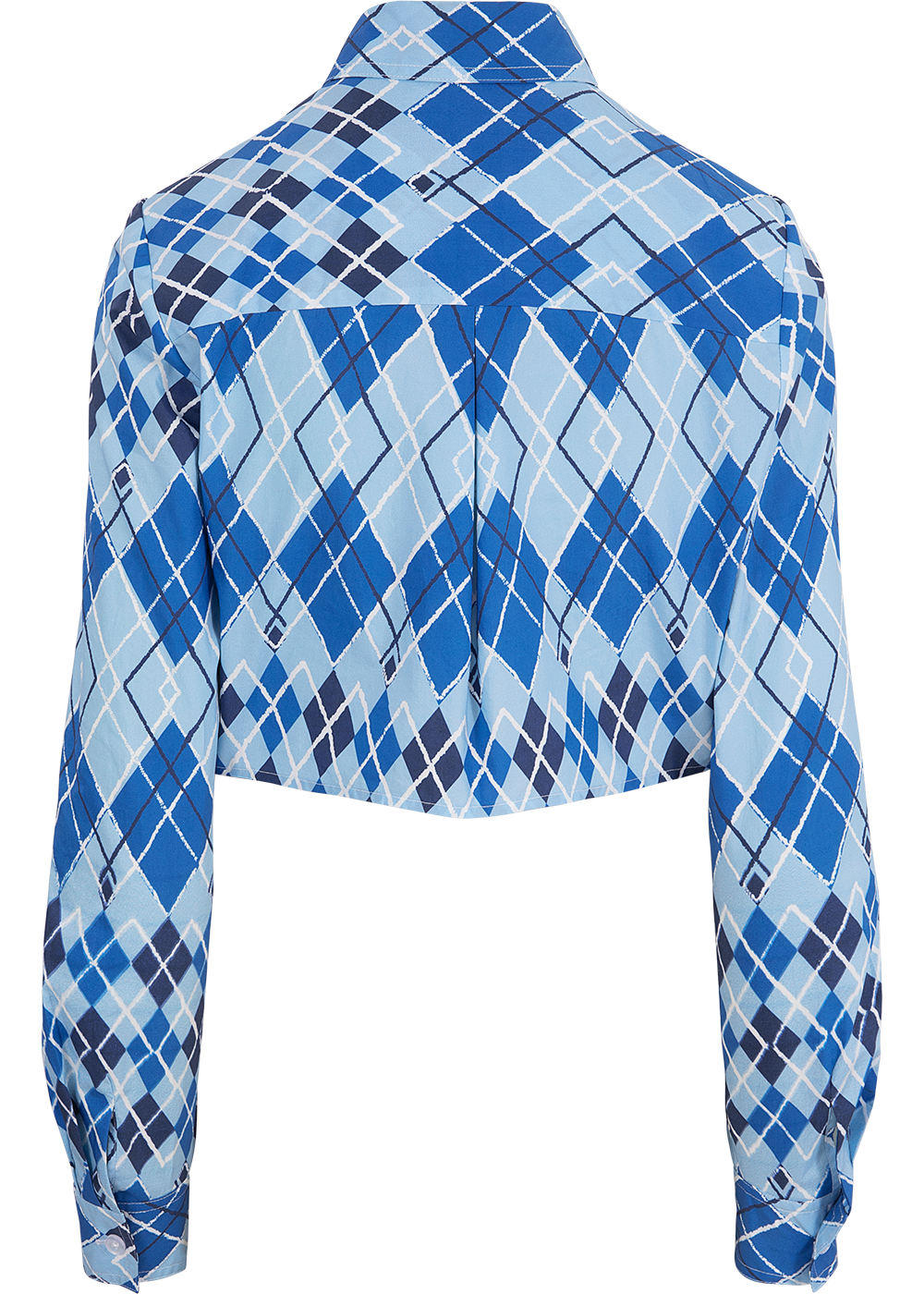 SALAZIA Blue-White Diamond Plaid Shirts