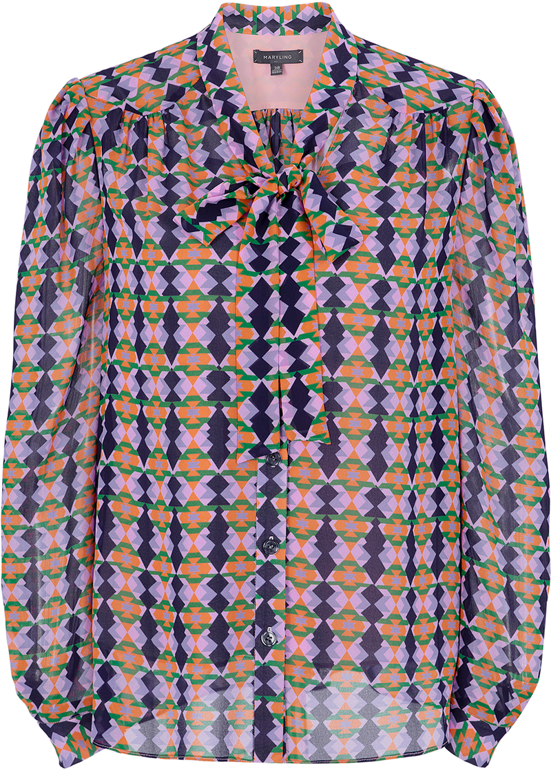 SALAZIA Purple-Blue Diamond Plaid Blouses