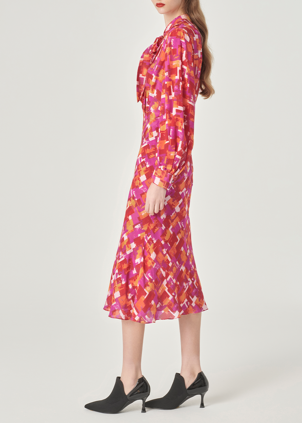 SALAZIA Berry Pink Plaid Silk Dresses