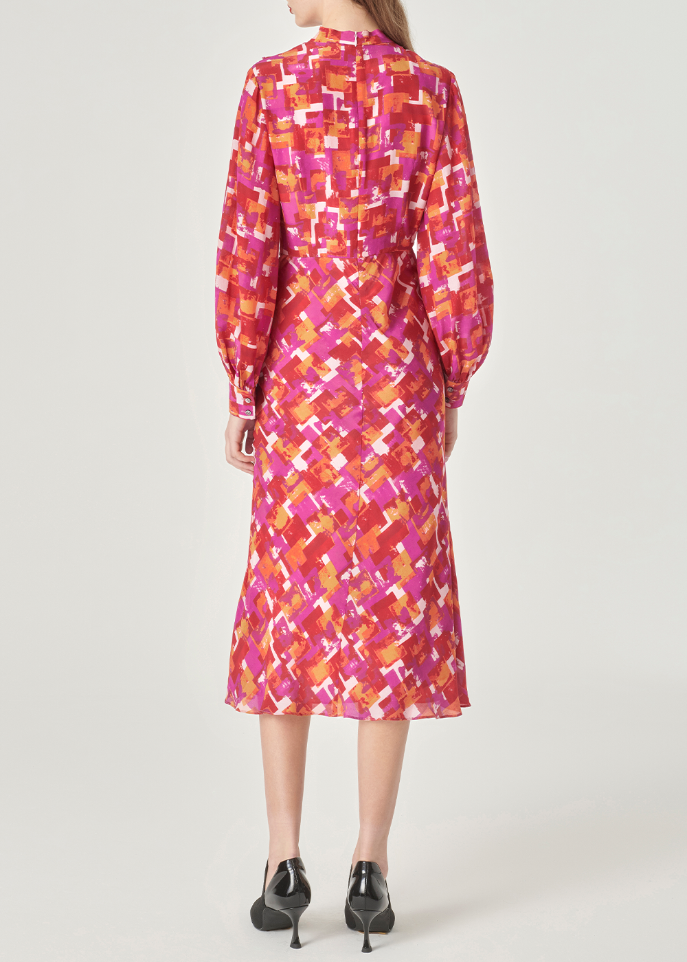 SALAZIA Berry Pink Plaid Silk Dresses