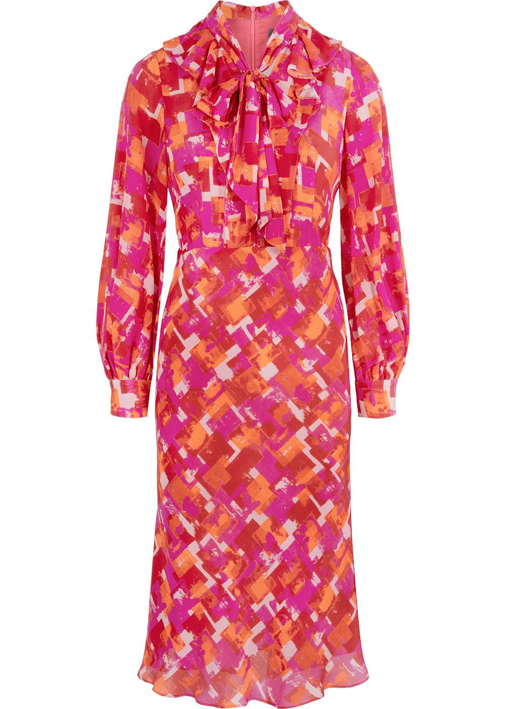 SALAZIA Berry Pink Plaid Silk Dresses