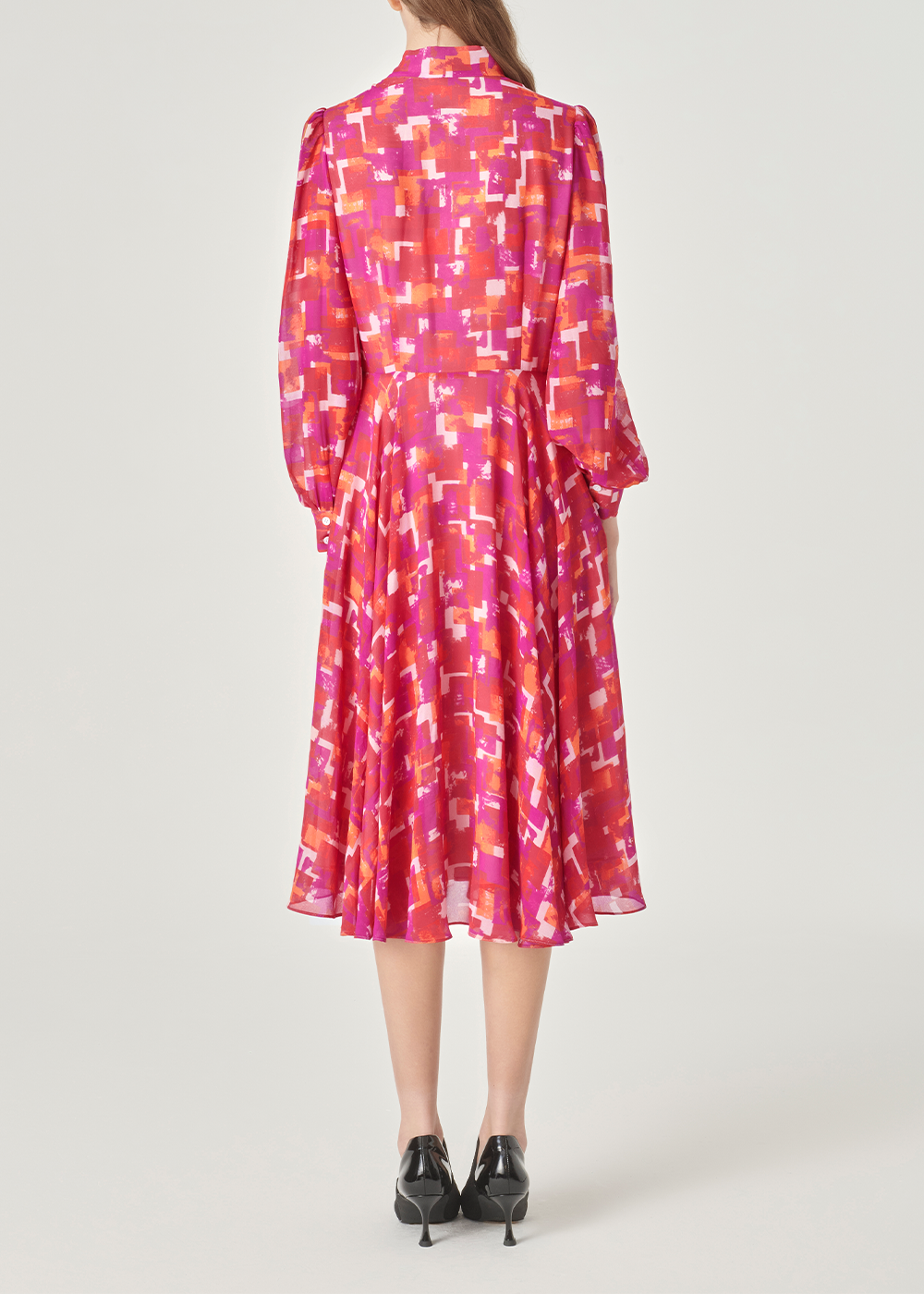 SALAZIA Berry Pink Gingham Long-Sleeve Dresses