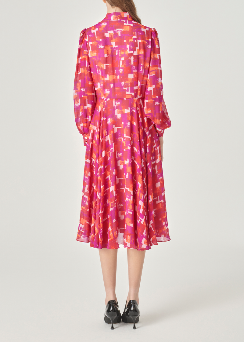 SALAZIA Berry Pink Gingham Long-Sleeve Dresses