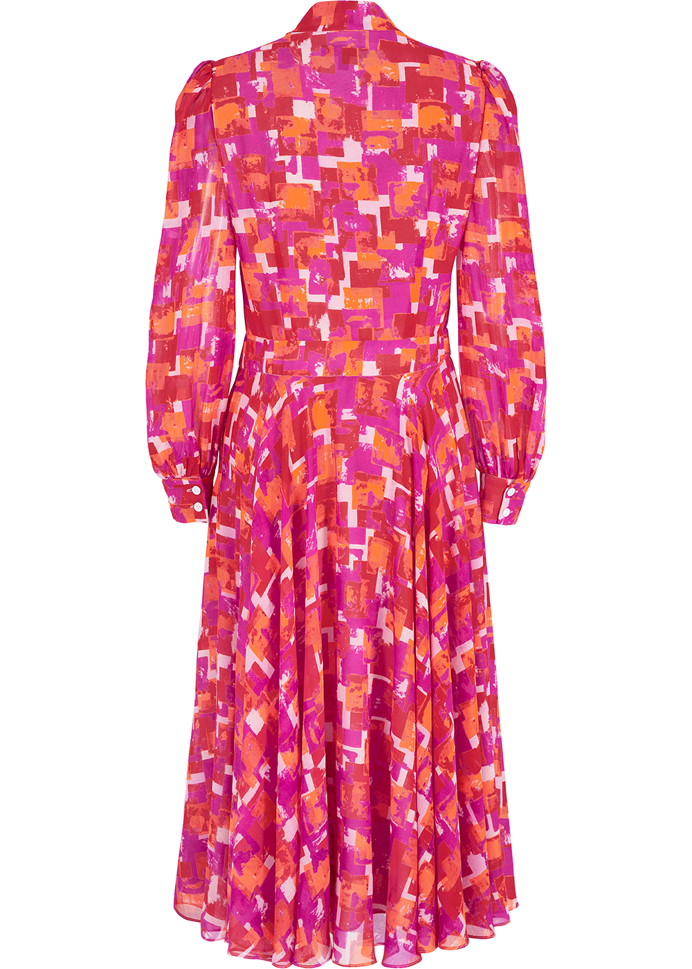 SALAZIA Berry Pink Gingham Long-Sleeve Dresses