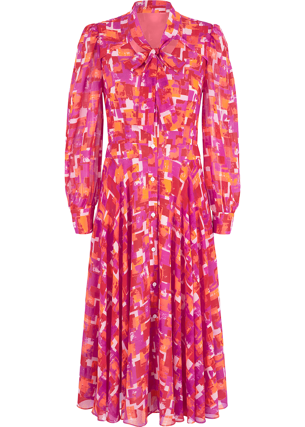SALAZIA Berry Pink Gingham Long-Sleeve Dresses