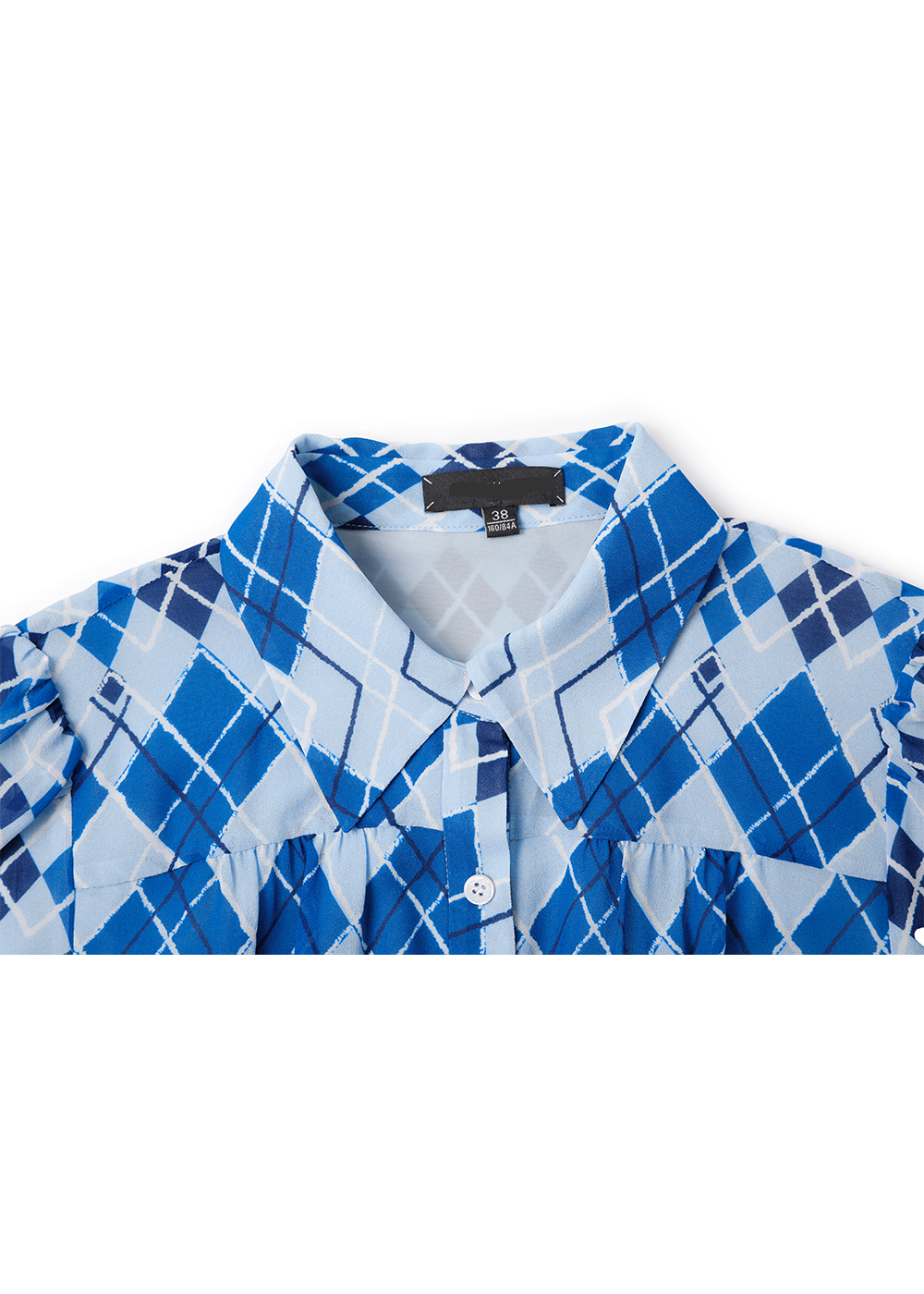 SALAZIA Blue-White Diamond Plaid Maxi Dresses