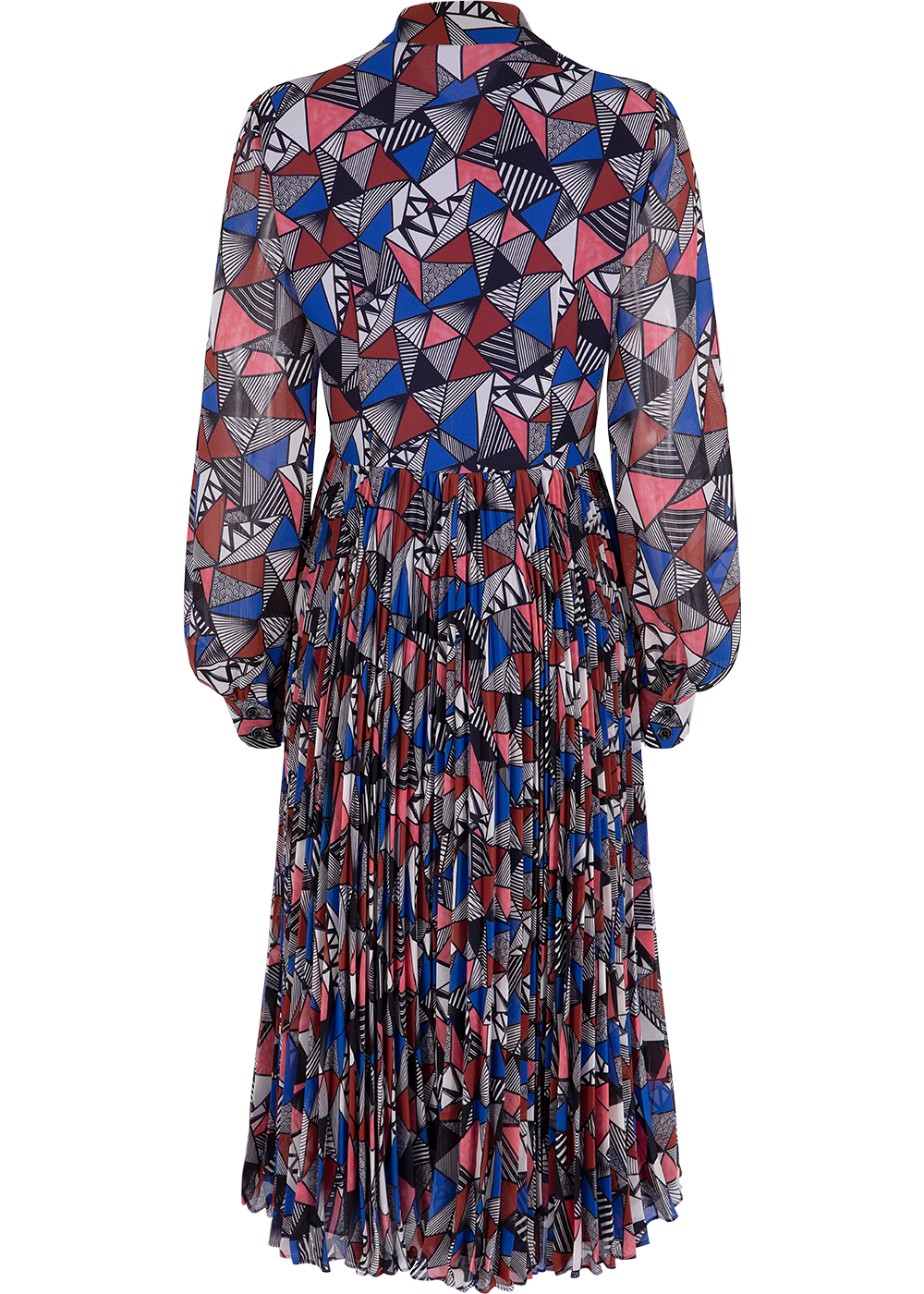 SALAZIA Blue-Red Triangle Lines Maxi Dresses