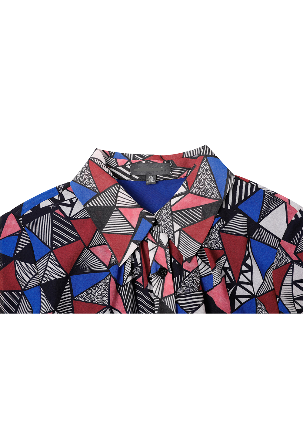 SALAZIA Blue-Red Triangle Lines Maxi Dresses