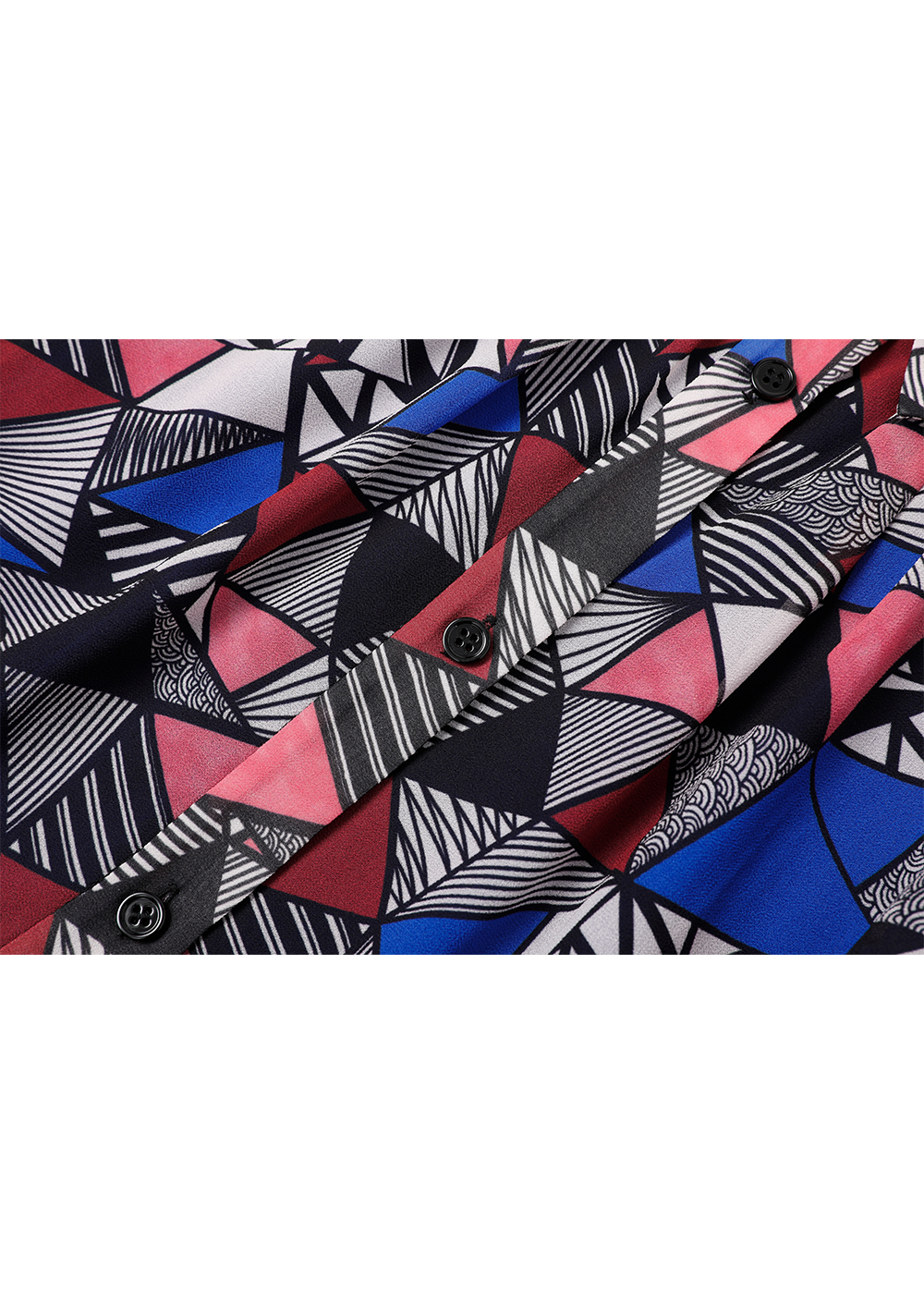 SALAZIA Blue-Red Triangle Lines Maxi Dresses