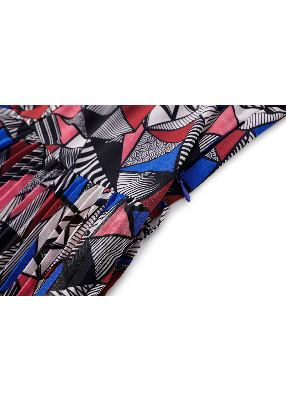 SALAZIA Blue-Red Triangle Lines Maxi Dresses