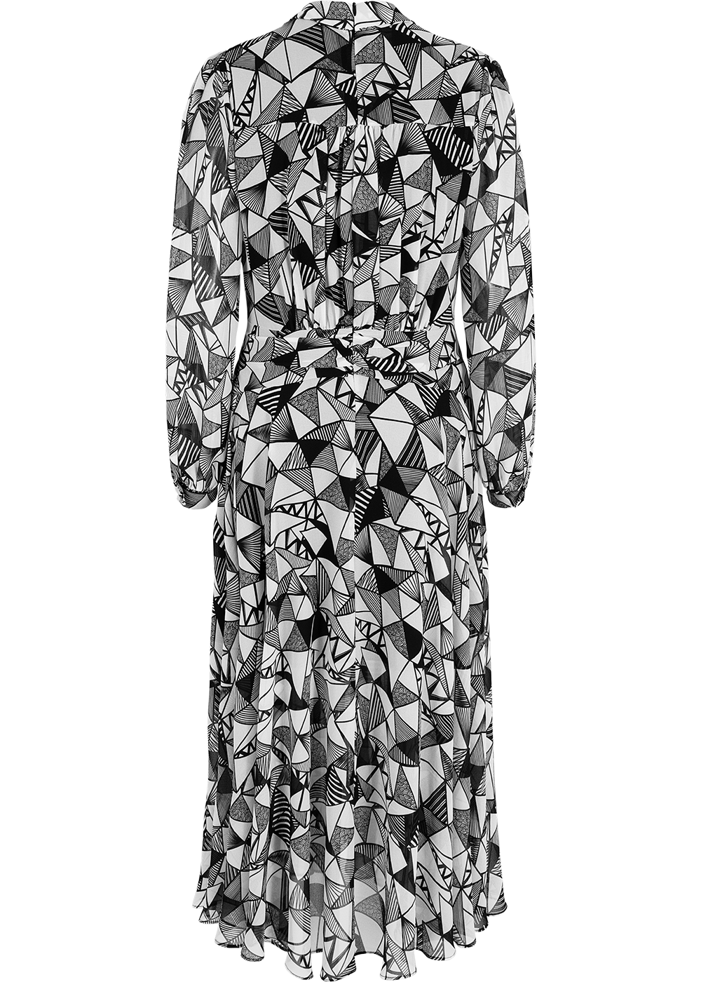 SALAZIA Black and White Striped Long-Sleeve Dresses