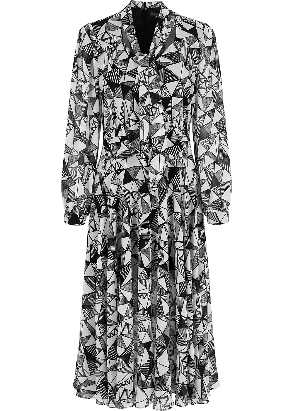 SALAZIA Black and White Striped Long-Sleeve Dresses