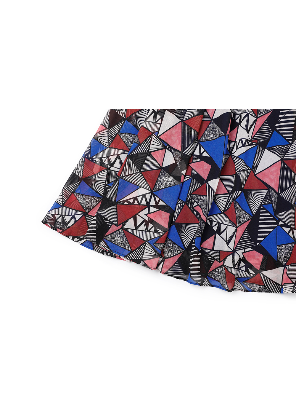 SALAZIA Blue-Red Triangle Lines Midi Dresses