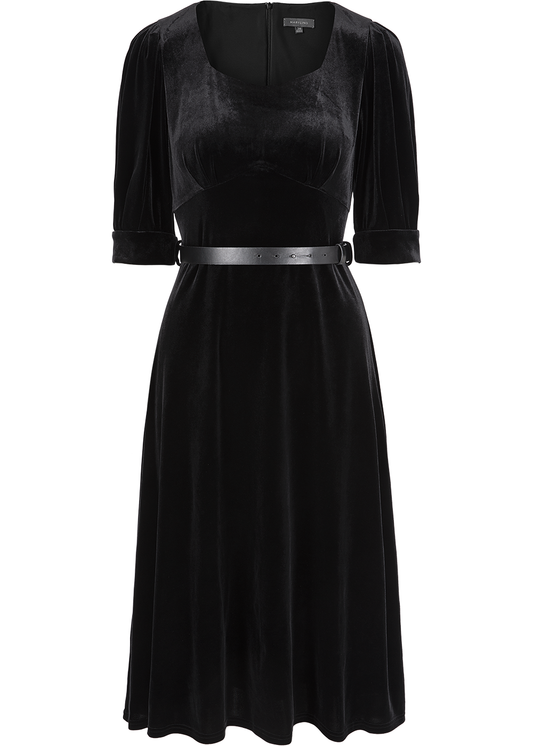 SALAZIA Black Fitted Midi Dresses