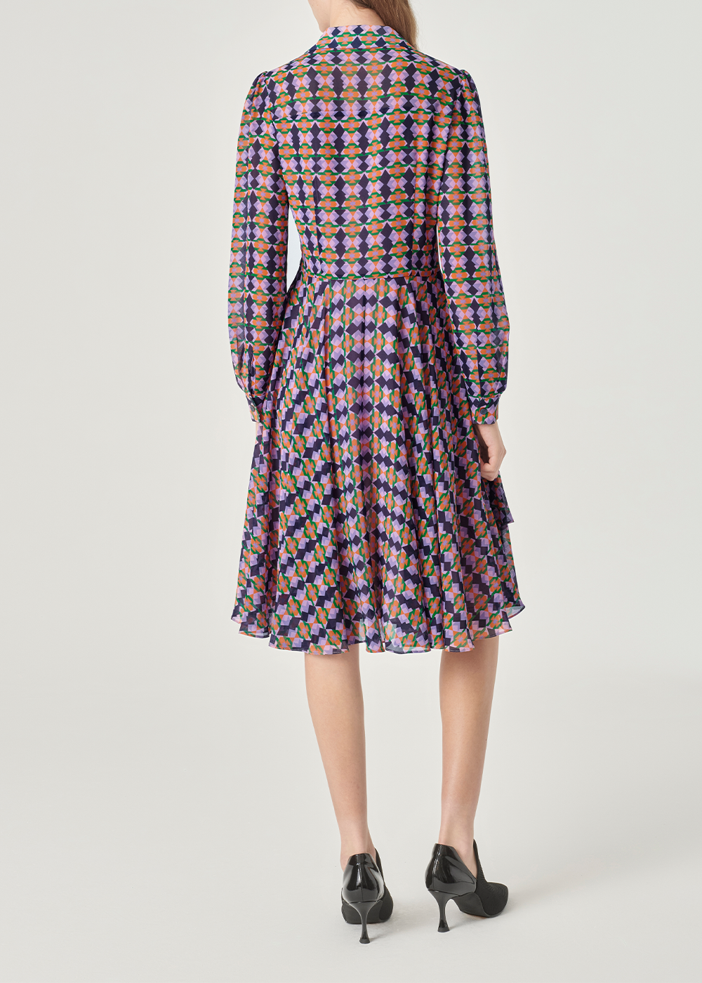 SALAZIA Purple-Blue Diamond Grid Dresses