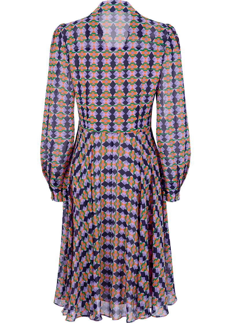 SALAZIA Purple-Blue Diamond Plaid Dresses
