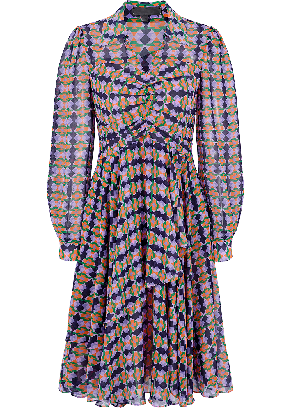 SALAZIA Purple-Blue Diamond Grid Dresses